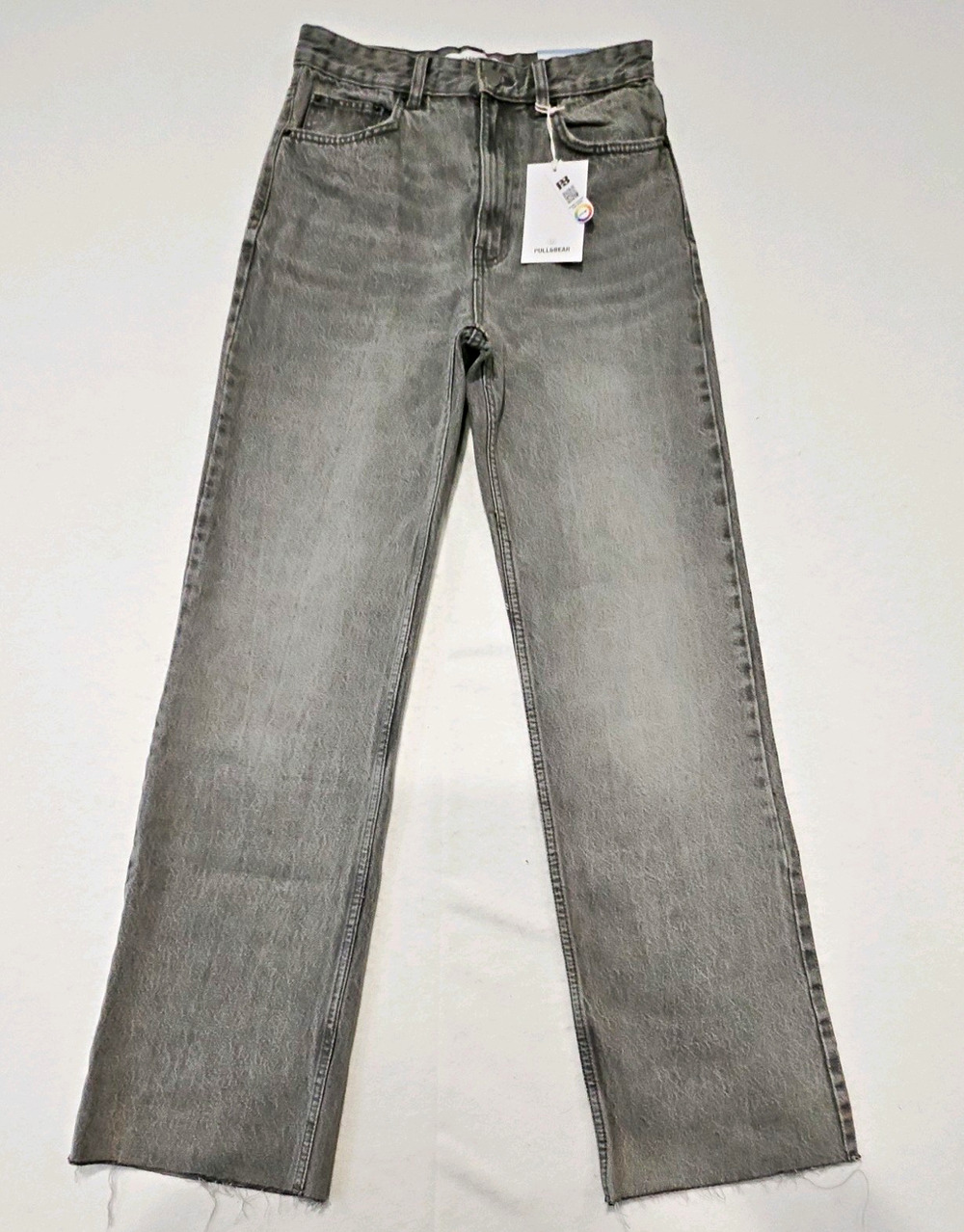 NWT PULL&BEAR Women’s Gray Medium Wash High Rise Straight Leg Denim Jeans 4/26